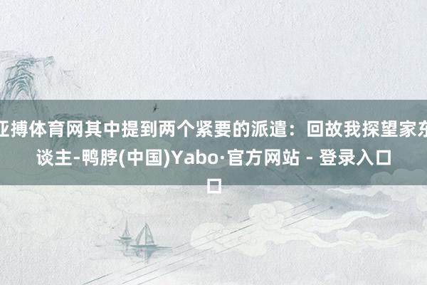 亚搏体育网其中提到两个紧要的派遣：回故我探望家东谈主-鸭脖(中国)Yabo·官方网站 - 登录入口