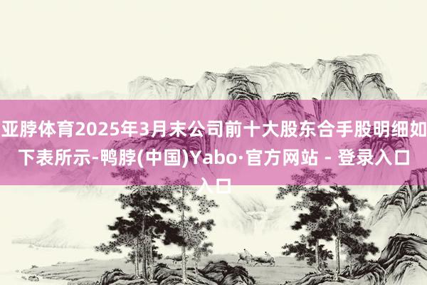 亚脖体育2025年3月末公司前十大股东合手股明细如下表所示-鸭脖(中国)Yabo·官方网站 - 登录入口