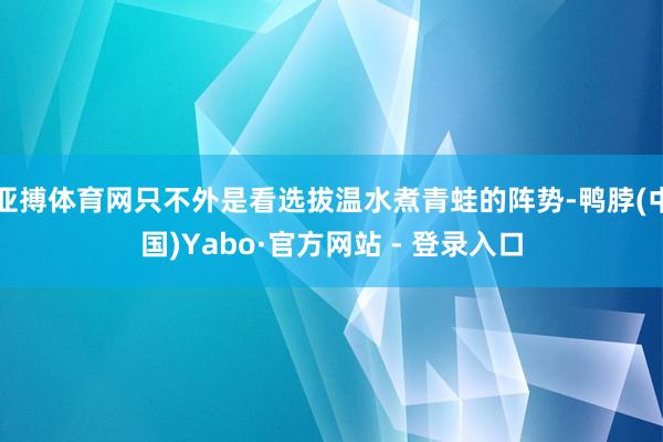 亚搏体育网只不外是看选拔温水煮青蛙的阵势-鸭脖(中国)Yabo·官方网站 - 登录入口