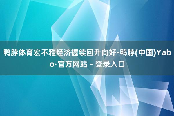 鸭脖体育宏不雅经济握续回升向好-鸭脖(中国)Yabo·官方网站 - 登录入口