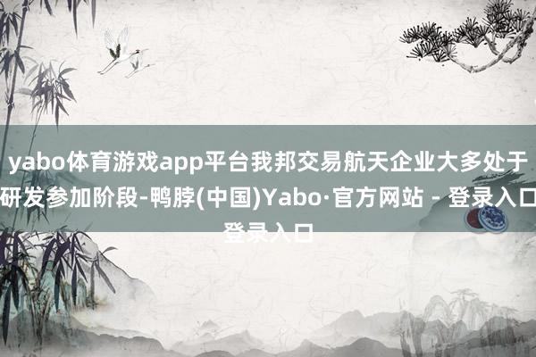 yabo体育游戏app平台我邦交易航天企业大多处于研发参加阶段-鸭脖(中国)Yabo·官方网站 - 登录入口