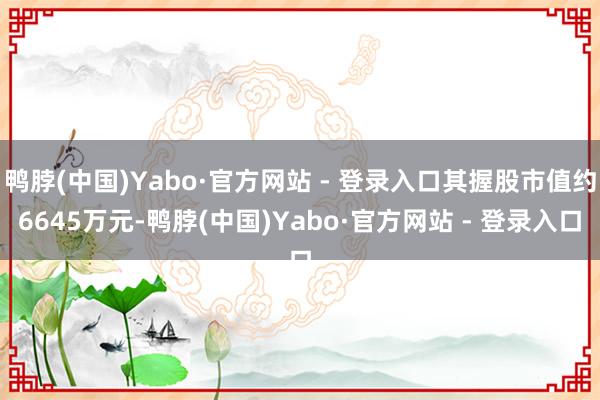 鸭脖(中国)Yabo·官方网站 - 登录入口其握股市值约6645万元-鸭脖(中国)Yabo·官方网站 - 登录入口