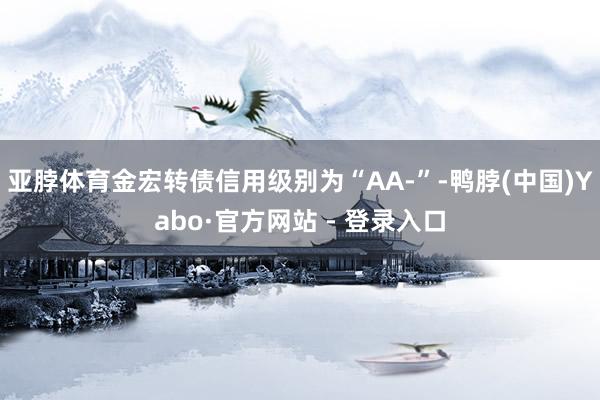 亚脖体育金宏转债信用级别为“AA-”-鸭脖(中国)Yabo·官方网站 - 登录入口